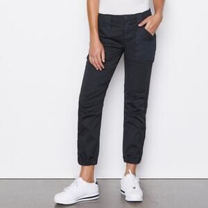 Frame Washed Black Banded Bottom Trapunto Moto Pant Anke Zip Relaxed Fit Size 30